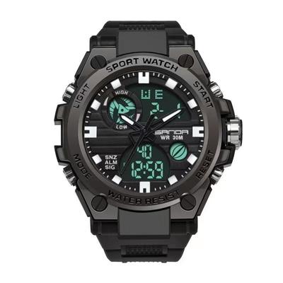 Men Electronic Watch Quartz Movement Dual Display Digital Sports Watch with Luminous Light Date for