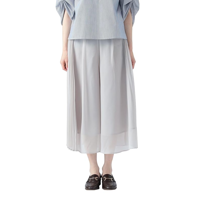 

[Beams Heart] pants chiffon pleats wide pants ladies LIGHT.BEIGE ONE SIZE