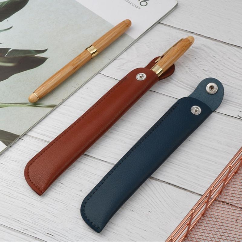 Solid Color Pencil Bag Retro Pencil Case Pen Bag Pen Case PU Leather Pencil Organisers Pencil Pouch for Ballpoint Pen