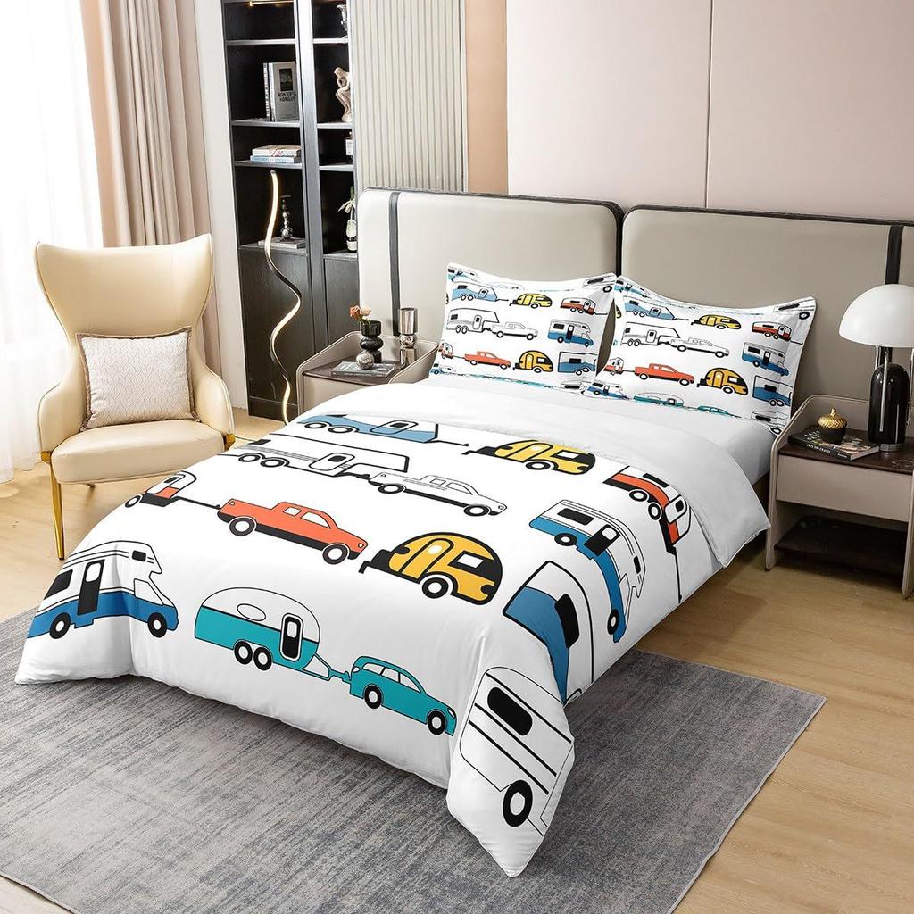 Cartoon Car Three-piece Quilt Cover 3D Digital Printing Bedding Set Children's Bed Cover