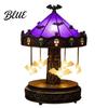 Retro Resin Table Lamp Halloween Ghost Carousel Lights Gothic Stained Glass Night Light with Copper Unique Housewarming Gift Base USB Rechargeable