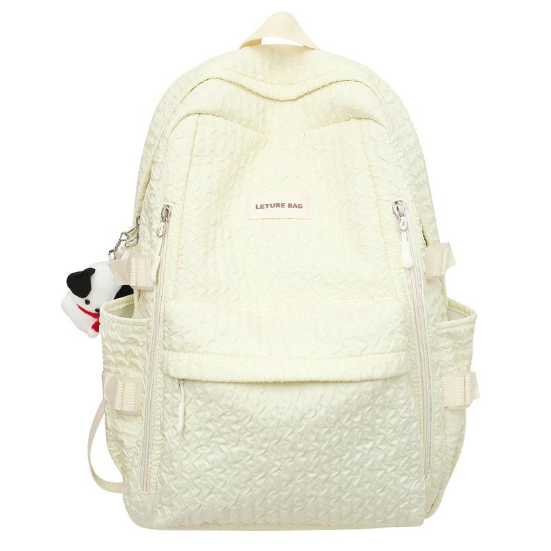 Niche Design Simple Backpack Female College Student Junior High School Girl Japanese Soft Girl Bubble Grid High Value Schoolbag