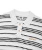 WACKY WILLY Basic Logo Striped Collar Sweater Cream