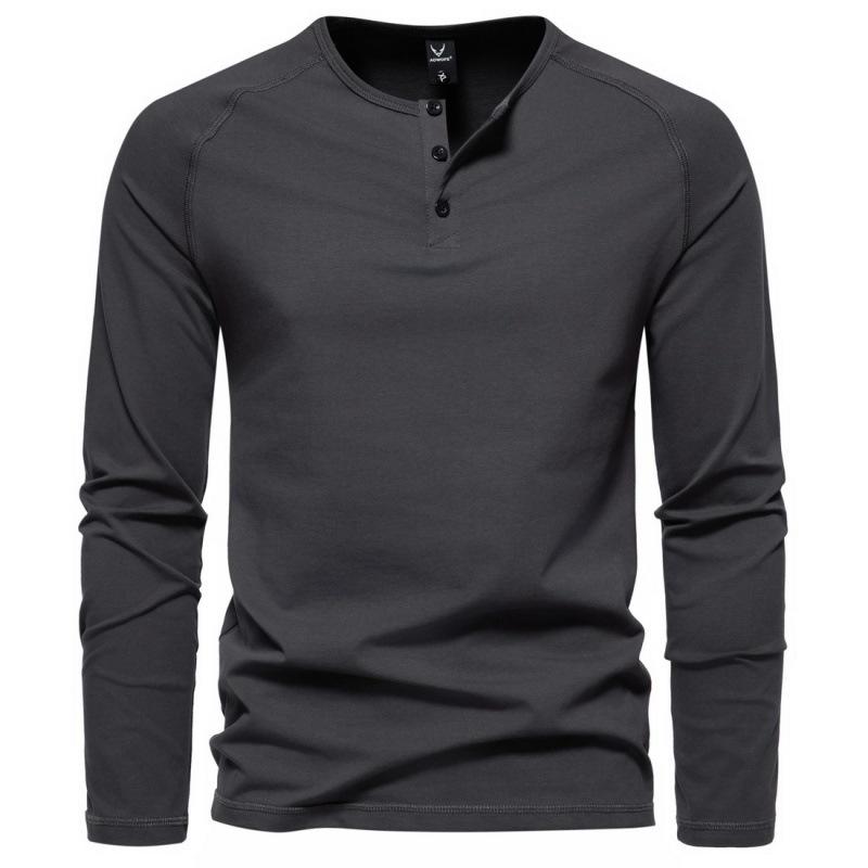Men Solid Color Long Sleeve Casual Basic Bottoming T Shirt For Daily Wear
