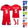 Ensemble d'uniforme de football pour hommes Séchage rapide Manches courtes Short Chaussettes Kit de Sport Entraînement Athlétique