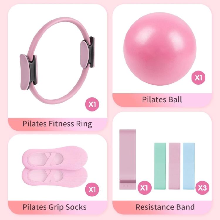 7 delar Pilates Essential Kit Yoga Träningskit Pilatesringar Set Magisk Cirkel för Hem och Resor