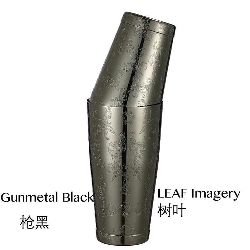 Boston Cocktail Shaker With Etched Pattern Martini Shaker Tin Set - 800ml & 500ml