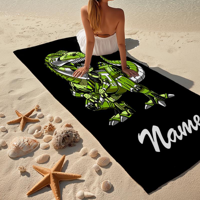 Personalisierbares Ultra-Weiches Strandtuch mit Dinosaurier-Thema, Ideal für Pool - Camping, Tauchen - Perfekter Reisebegleiter, Lebendiges Strandtuch.