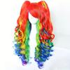 Rainbow Wig Long Curly Synthetic Wig with Bangs for Women Colorful Wigs Wavy Rainbow Multi Colorful Wigs with Hairnet