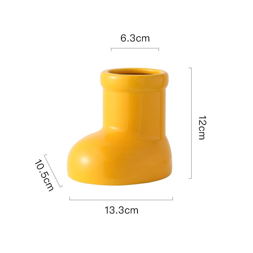 Ceramic Vase Boots Shoe Cute Cartoon Pen Holder Tabletop Storage Ikebana Flower Vase Boots Pot Home Decoration Accessories