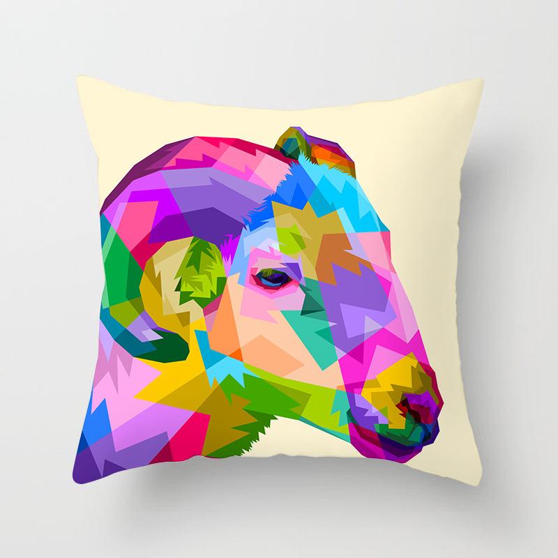 

Новая наволочка с абстрактным мультяшным животным в стиле колор-блок, наволочка для домашней диванной подушки 45X45 without pillow core