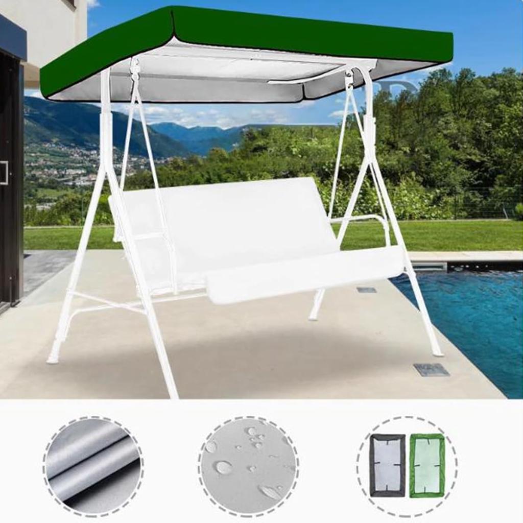 Classic Red Porch Swing Canopy Replacement, 2-3 Seat Waterproof Fabric Swing Canopy, 191*120*18/23cm