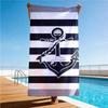 1pc Anchor Striped Nautical Beach Towel, Soft Portable Unisex Design. Durable for Water Sports & Camping, Easy To Carry