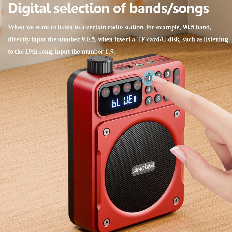 Mini Digital FM Radio HD Display 76-108mhz Radios Wireless Bluetooth 5.3 Speaker Portable Voice Amplifier with TF Card USB Slot