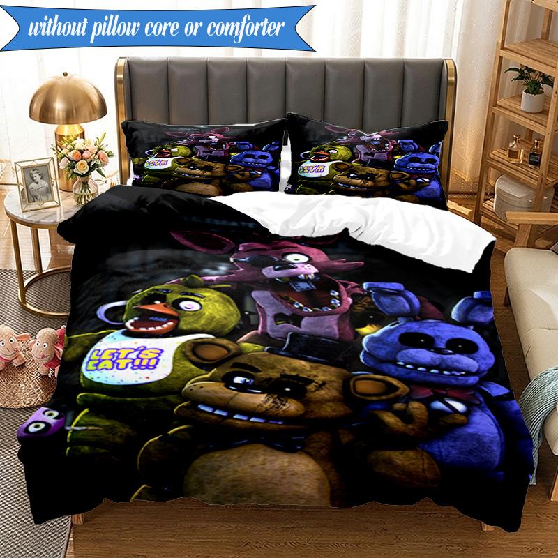 Collage di Personaggi Fnaf 3 Pezzi Gruppo Musicale K-pop Set Biancheria da Letto, Ideale per Camera da Letto, Dormitorio, Include Copripiumino E 2 Federe, Regali per Fan