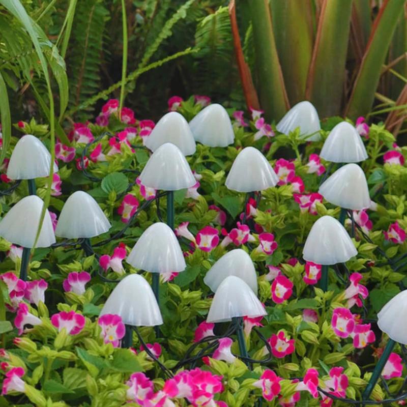 New Outdoor LED Solar lamp Mushroom String Light Courtyard Waterproof Garden Lawn Ground Novel Decorative Landscape Solar Lights
