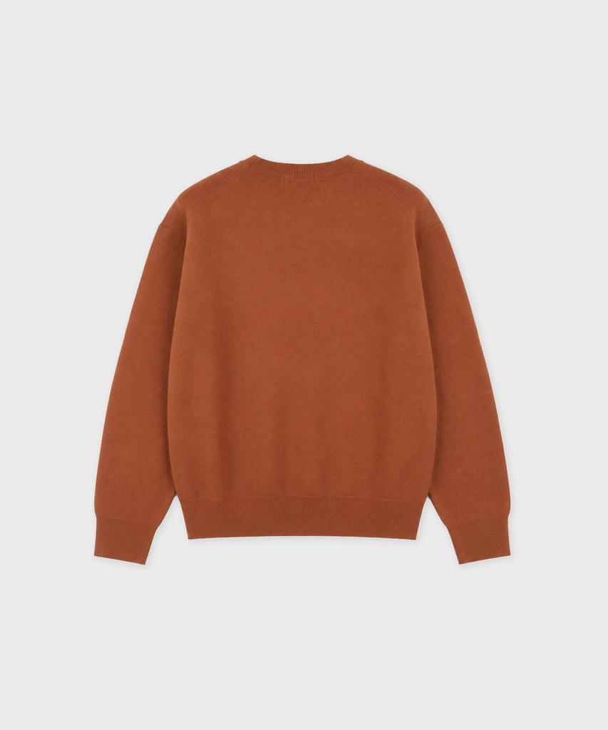 WORK ON BODY OFF Verno Semi-Overfit Round Neck Knit [Orange]