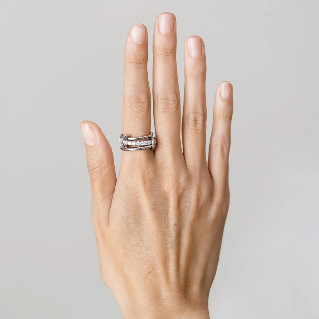 Fashion Gold And Silver Gold-Plated 4 Stackable One-Piece Thick Sparkling Zircon Rings For Women's Party Jewelry Rings