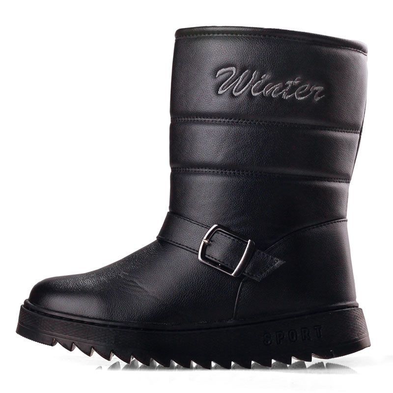 

Мужские ботинки, модные средние зимние ботинки, водонепроницаемые хлопковые ботинки для рыбалки, плюшевые теплые зимние ботинки для мужчин, Botas Hombre 45 чёрный