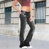 Blugi de damă Buzunare cu talie mijlocie Închidere cu fermoar Culoare gradient elastică Tiv evazat retro Slim Fit Colorfast Pantaloni lungi de damă