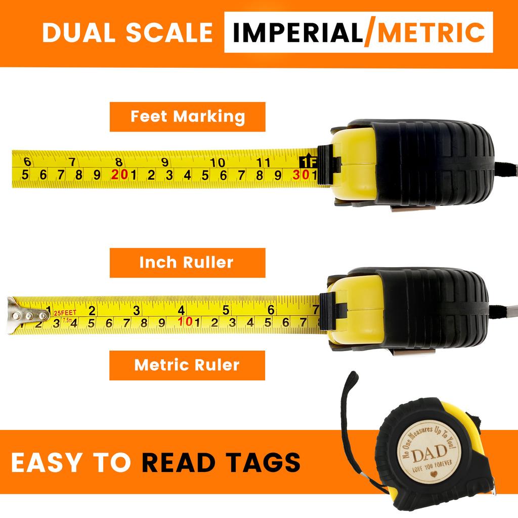 7.5 M Tape Measure Metric Tape Ruler 25Ft  Distance Measuring Tools Personalized Tape Measure for Fathers Woodworking Hand Tools