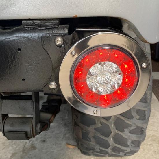 Pair LED Truck Round RV Trailer Tail Light Rear Stop Running Brake Reverse Lamps