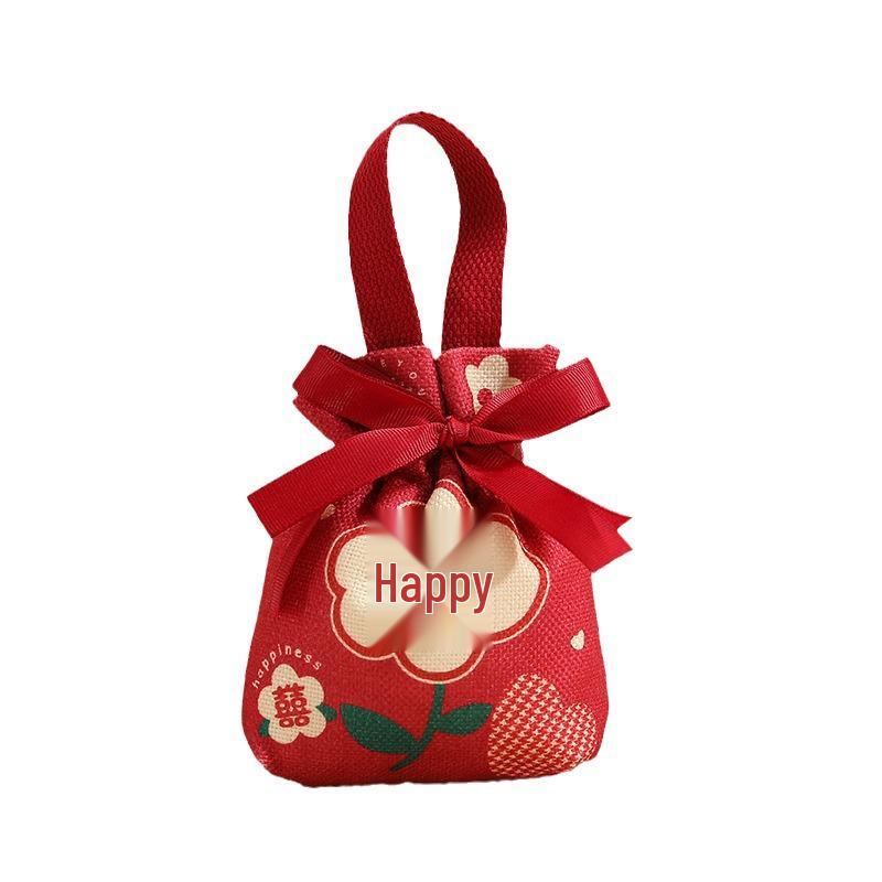 Velvet Chinese Style Wedding Candy Bag with No Folding Required