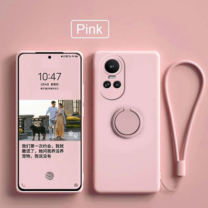 Case For Funda Oppo Reno 10 5g Liquid Silicone Ring Holder Soft Phone Skin Cover for Oppo Reno 10 Pro Upgrade Shockproof Back Fundas