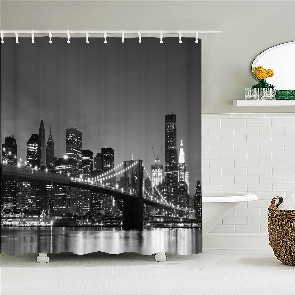 Earth Universe Starry Sky Shower Curtain Bathroom Decoration Waterproof Polyester Cloth Landscape Night Shower Curtains Set Mat