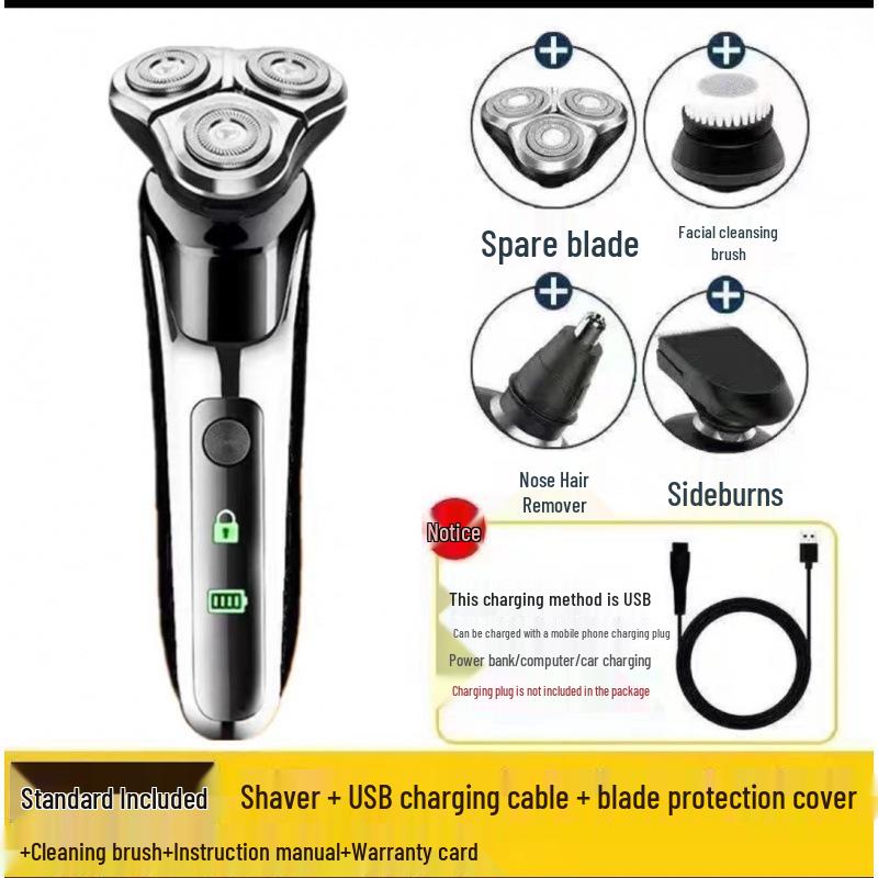 German Electric Shaver: 6-in-1 Multifunctional, Floating Triple Head, Waterproof Men's Beard Razor