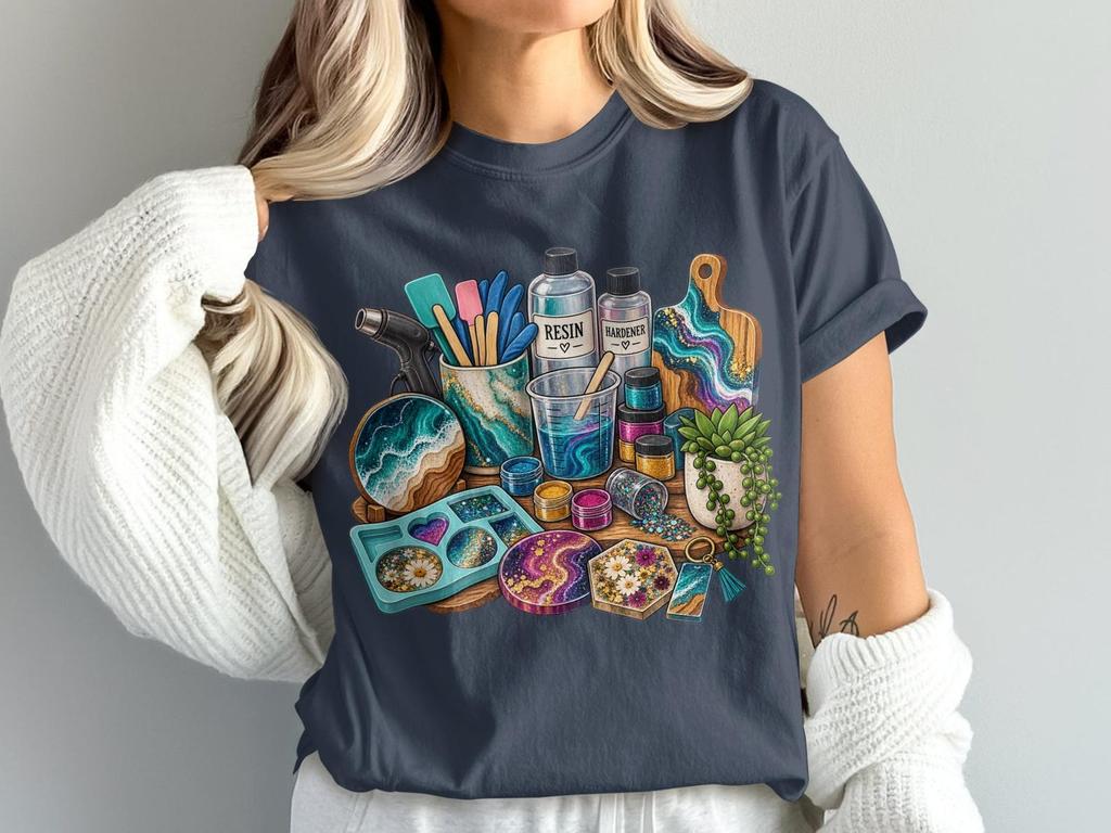 Resin Artist T-Shirt, Epoxy Maker Craft Graphic Tee, Cute Resin Art Supplies Shirt, Crafter Gift for Her, DIY Hobbyist Artist Clothing