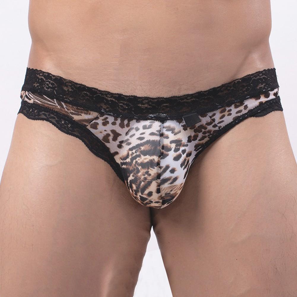 Comfortable Mens Underwear Hollow Out Leopard Low Rise