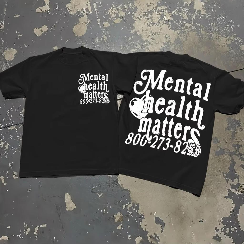 Unisextal Health Matters Suicide Prevention Hotline Graphic Tee Cotton Unisexs Unisexs Tshirt Summer Streetwear