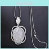 Elegant Korean Style Long Sweater Necklace With Rose Pendant And Platinum Finish