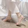 20 summer new women's transparent sandals crystal hundred, with thick heel casual sandals women's high heel women's shoes