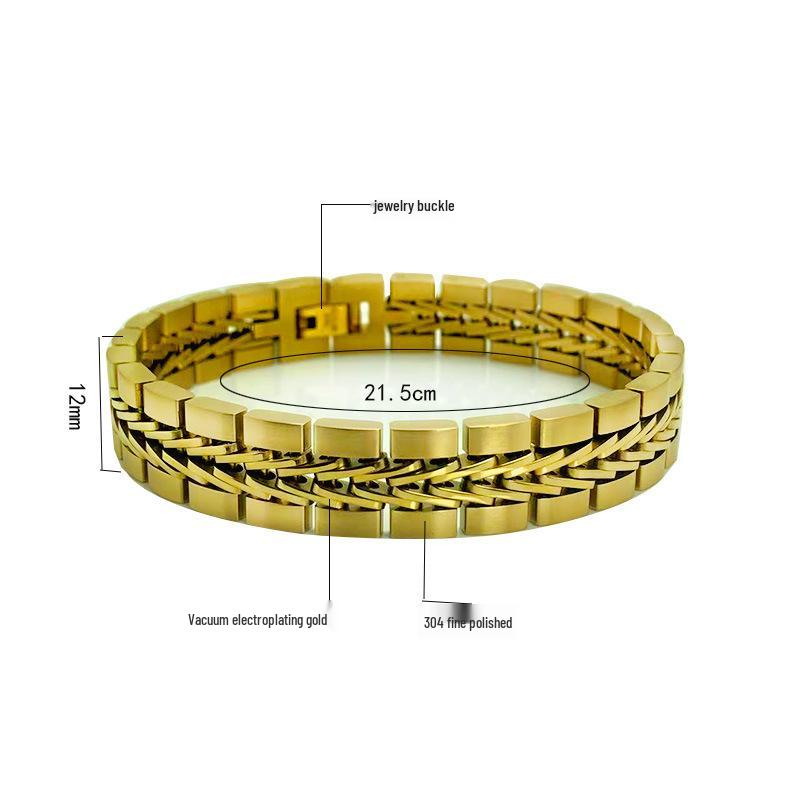 Cross Retro Stainless Steel Men's Gold & Black Waterproof Bracelet