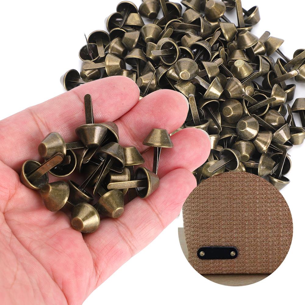 200Pcs Flat Feet Studs Antique Brass DIY Leather Luggage Handbags Craft Accessories 12mm
