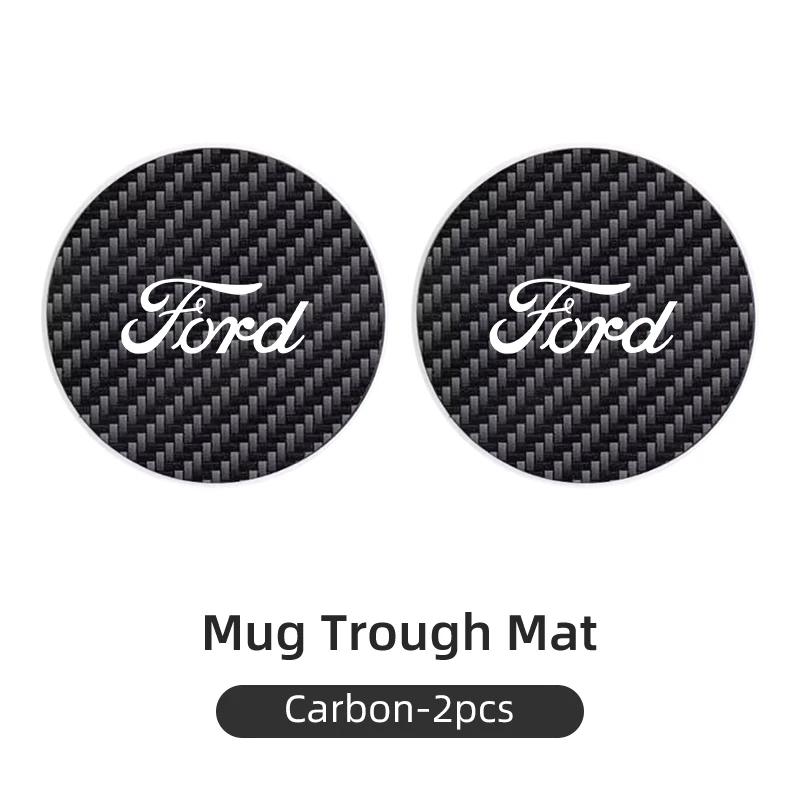 Car Carbon Leathe Coasters Centre Console Water Centre Console Cup Non-Slip Mats For Ford Fiesta Focus mk2 mk3 Ranger  Mustang CVY1