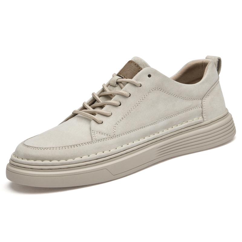Men s Plus Size Genuine Leather Skate Shoes - Hand-stitched, Retro, Casual Round Toe 39