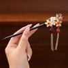 Handmade Hanfu Hair Chopstick Flower Hairpins Fashion Tassel Vintage Wood Hair Sticks Women Hair Styling Tools Hair Accessories