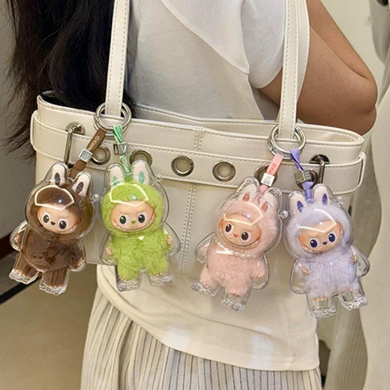 New Transparent Case For Labubu 4.0 Pin For Love Protective Cover Plush Doll Display Bag Portable Organizer Box For Labubu Case