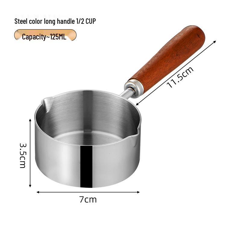 304 Stainless Steel Sauce Cup with Wooden Handle, Custom Logo, Multiple Specifications - Ideal for Steakhouses & Restaurants.