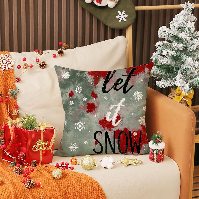 Hand-painted New Christmas Pillow Cover Linen Printed Snowman Cushion Simple Versatile Home Decoration Combination Pillow Cover