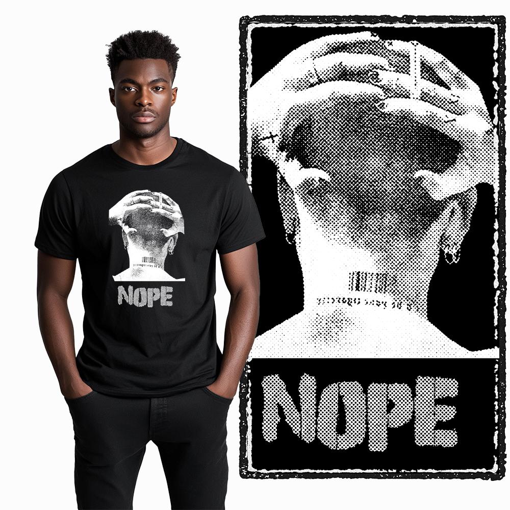 Coolmind U0089 Nope Exklusiver Grafikdruck Streetwear 100% Baumwolle Herren T-Shirt Locker Übergröße Unisex T-Shirts