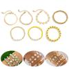Daisy Pendant Bracelet Set with Faux Pearls Colorful Beaded Handchain Accessory Stackable Wristchain for Women Girls