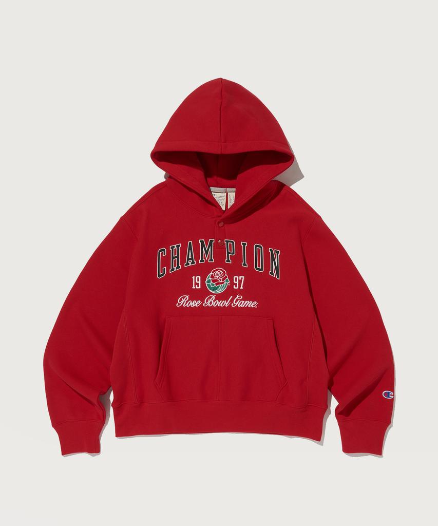 Women'S Reverse Weave Brushed Semi-Crop Hoodie Normal Red