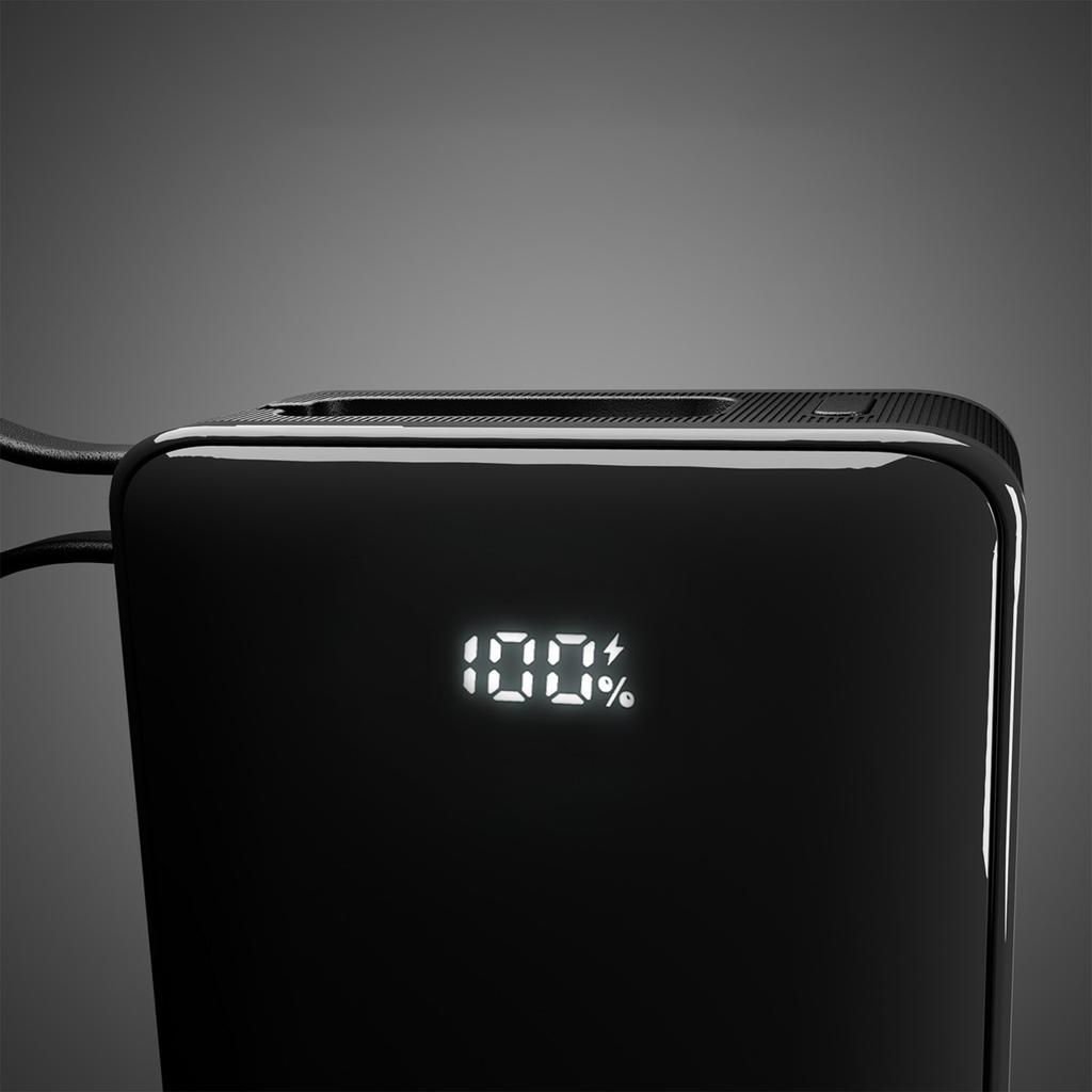 Powerbank 20000mAh USB-A USB-C z wyświetlaczem wbudowanym kablem USB-C 20W - czarny