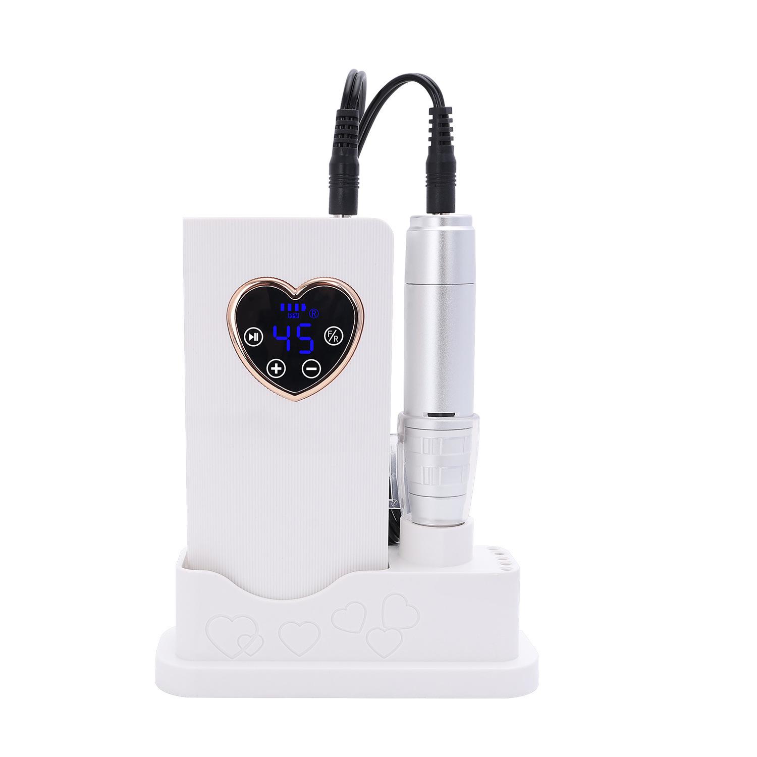 Portable Rechargeable Nail Art Machine 45000 RPM - Smart Silent Grinding & Shaping Tool for Nail Salons белый