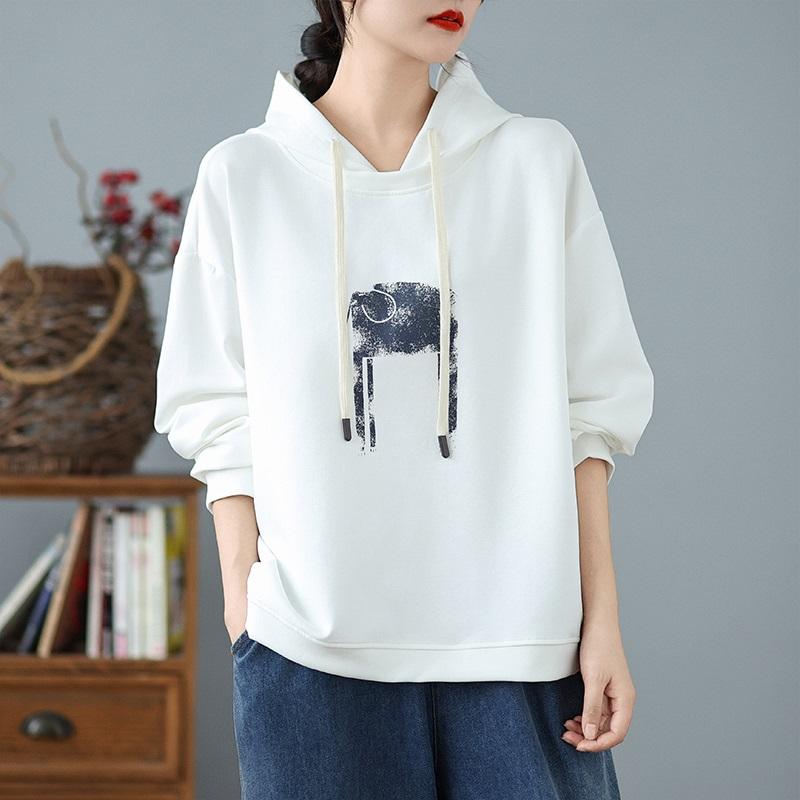 Hanorace vintage supradimensionate din bumbac casual femei largi primavara toamna pulover hanorac topuri