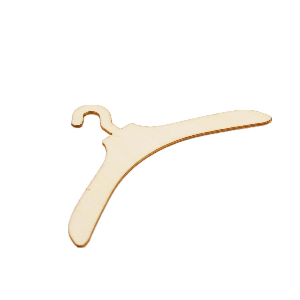 10 Pieces Mini Size Hangers for Baby Girl Doll DIY Craft , Wood Color cm